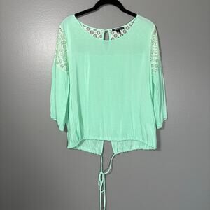 RolyPoly Women's Mint Green Coquette Romantic Lace Top - Size Large - Cottage